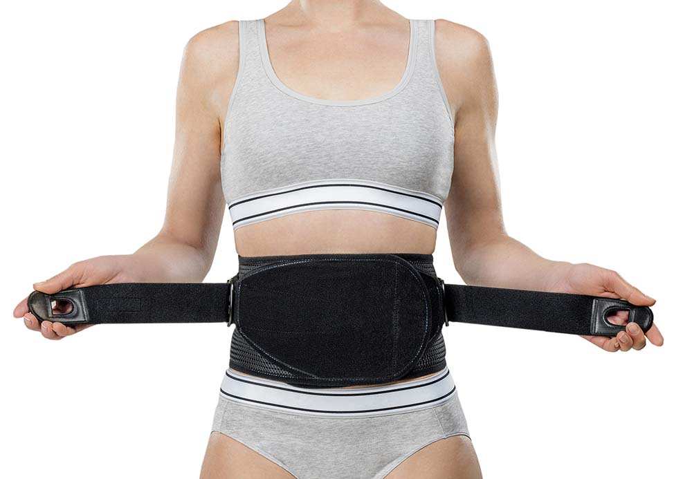 M-Brace 505 Lumbar Sacral Brace being worn, providing lower back support and pain relief.