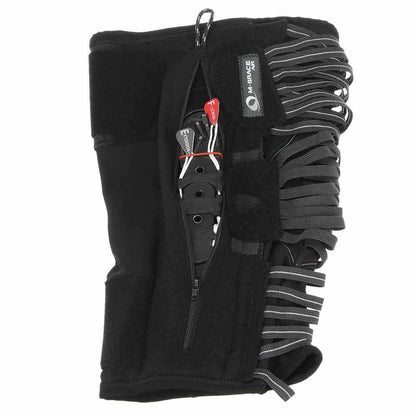 Knee stabilizer brace for joint support with adjustable aluminum rods and patella stabilizer.