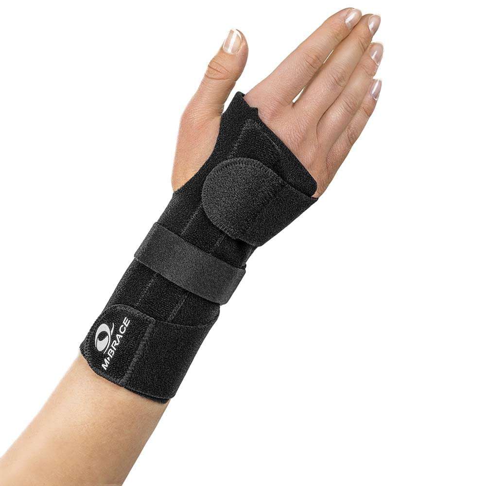 M-Brace Wrist splint providing support and protection for wrist injuries.